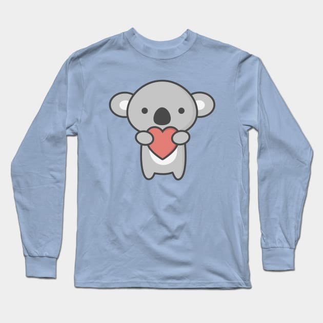 Kawaii Cute Koala With Heart Long Sleeve T-Shirt by happinessinatee